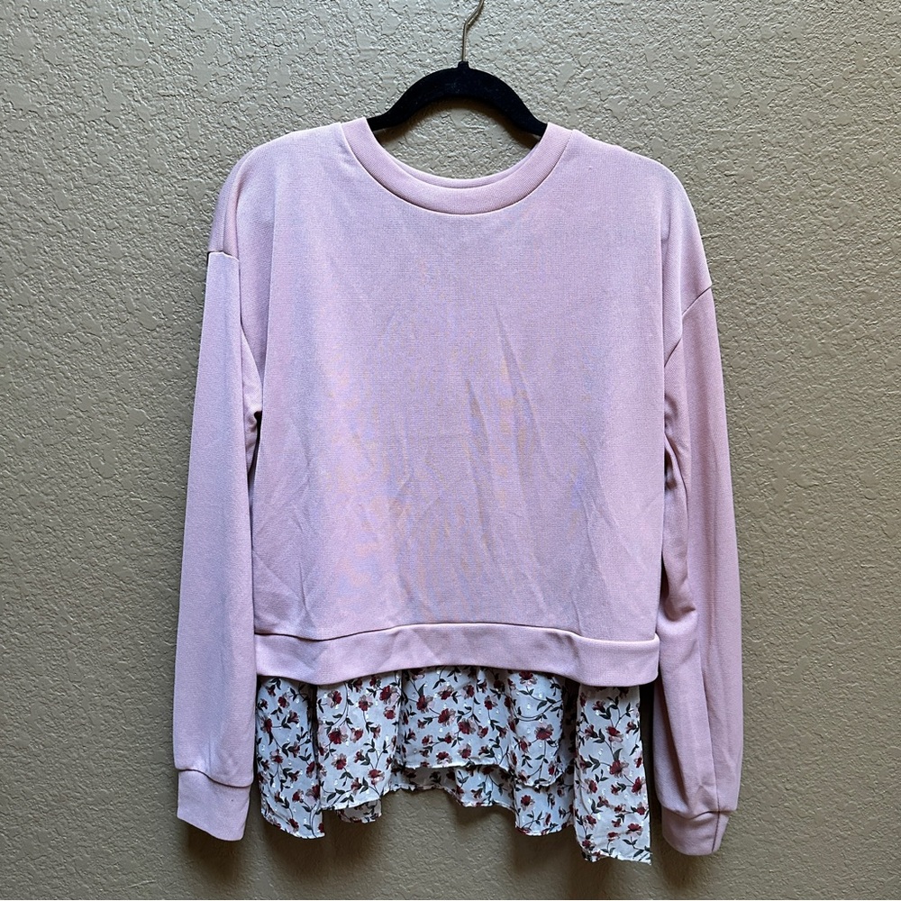 Junie M Mauve Sweatshirt with Floral Hem
